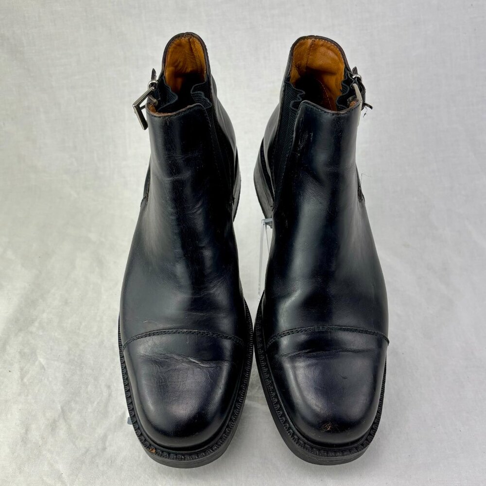 Black Leather Ankle Boots with Buckle Detail - Picture 3 of 11